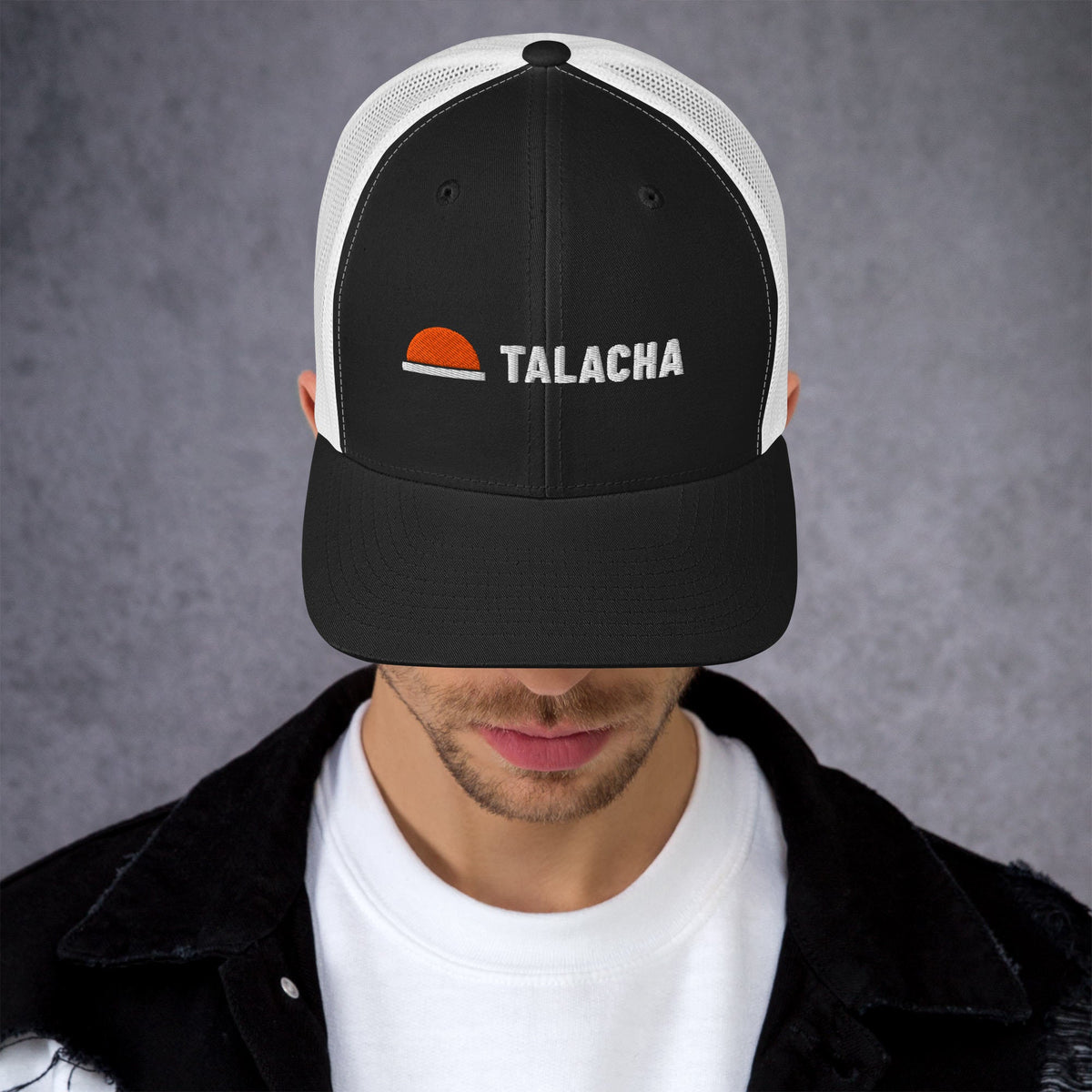 Talacha retro trucker hat, black and white