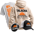 TALACHA Crew Bundle: Sand hoodie, No Espera tee, embroidered trucker and sticker